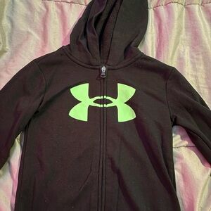 Boys Under Armour Black jacket with Green Logo in size 5
